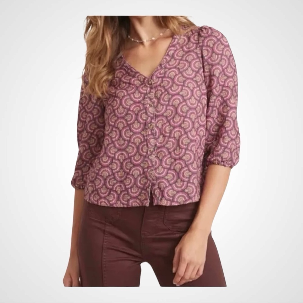 Marine Layer Printed Colette Doublecloth Top NWT